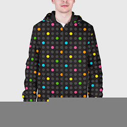 Куртка с капюшоном мужская Разноцветные точки, цвет: 3D-черный — фото 2