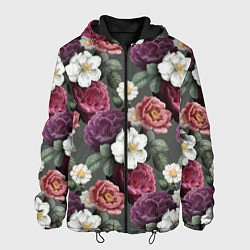 Куртка с капюшоном мужская Bouquet of flowers pattern, цвет: 3D-черный