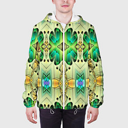 Куртка с капюшоном мужская Green abstract 3d, цвет: 3D-белый — фото 2