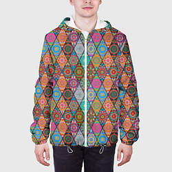 Куртка с капюшоном мужская Мандалы Текстура, цвет: 3D-белый — фото 2