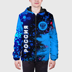 Куртка с капюшоном мужская РОССИЯ - ГЕРБ - Арт 6, цвет: 3D-черный — фото 2