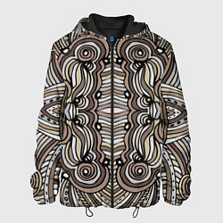 Куртка с капюшоном мужская Калейдоскоп Абстракция в стиле дудл Коричневый, бе, цвет: 3D-черный