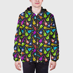 Куртка с капюшоном мужская Разноцветные Гитары, цвет: 3D-черный — фото 2