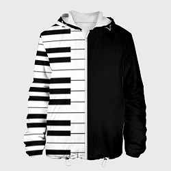 Куртка с капюшоном мужская Черно-Белое Пианино Piano, цвет: 3D-белый