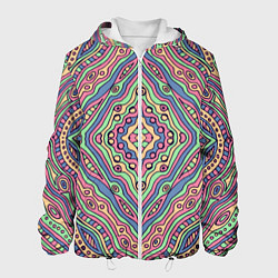Куртка с капюшоном мужская Разноцветный узор Калейдоскоп Абстракция, цвет: 3D-белый