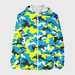 Куртка с капюшоном мужская Камуфляж Небесно-Синий, цвет: 3D-белый
