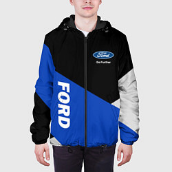 Куртка с капюшоном мужская FORD ФОРД ЧЕРНЫЙ СИНИЙ БЕЛЫЙ, цвет: 3D-черный — фото 2