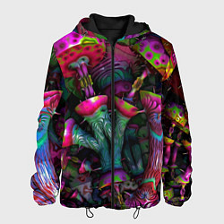 Куртка с капюшоном мужская Вот такие грибочки Pattern Психоделика, цвет: 3D-черный