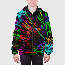 Куртка с капюшоном мужская Neon pattern Vanguard, цвет: 3D-черный — фото 2