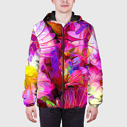 Куртка с капюшоном мужская Красочный цветочный паттерн Floral pattern, цвет: 3D-черный — фото 2