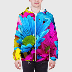 Куртка с капюшоном мужская Ромашки Pattern, цвет: 3D-белый — фото 2