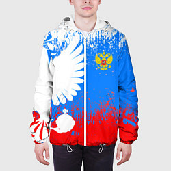 Куртка с капюшоном мужская Я русский герб, цвет: 3D-белый — фото 2