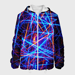 Куртка с капюшоном мужская Neon pattern Fashion 2055, цвет: 3D-белый