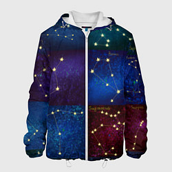 Куртка с капюшоном мужская Созвездия Северного полушария летом, цвет: 3D-белый