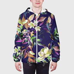 Куртка с капюшоном мужская Цветы Красочный Букет, цвет: 3D-белый — фото 2