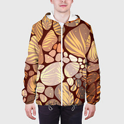 Куртка с капюшоном мужская Коричнево-бежевые пастельные камушки с яркими паль, цвет: 3D-белый — фото 2