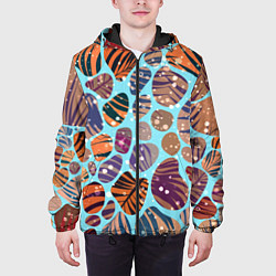 Куртка с капюшоном мужская Разноцветные камушки, цветной песок, пальмовые лис, цвет: 3D-черный — фото 2