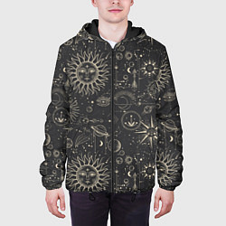 Куртка с капюшоном мужская Небесные тела, созвездия, солнце, космос, мистика, цвет: 3D-черный — фото 2