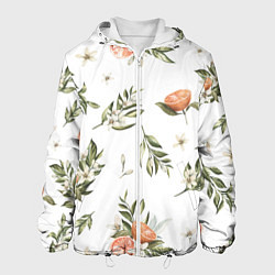 Куртка с капюшоном мужская Цветы Цитрусовых Мандарин, цвет: 3D-белый
