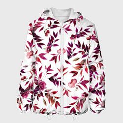 Куртка с капюшоном мужская Цветы Летние Розовые, цвет: 3D-белый