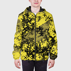 Куртка с капюшоном мужская Кресты и хаос На желтом Коллекция Get inspired! Fl, цвет: 3D-черный — фото 2