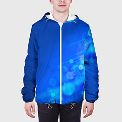 Куртка с капюшоном мужская Блики на синем фоне, цвет: 3D-белый — фото 2