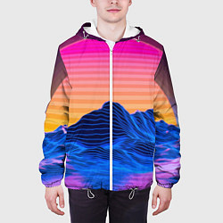 Куртка с капюшоном мужская Vaporwave Mountains Психоделика Неон, цвет: 3D-белый — фото 2