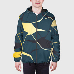 Куртка с капюшоном мужская Молния Разводы, цвет: 3D-черный — фото 2