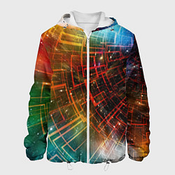 Куртка с капюшоном мужская Portal - Neon Space - туннель из энергетических па, цвет: 3D-белый