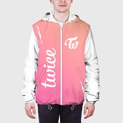 Куртка с капюшоном мужская Twice - название и лого группы под Градиент, цвет: 3D-белый — фото 2
