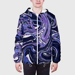 Куртка с капюшоном мужская Фиолетовая магия Абстракция с мраморными разводами, цвет: 3D-белый — фото 2