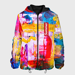 Куртка с капюшоном мужская Импрессионизм Лето Абстракция Impressionism Summer, цвет: 3D-черный