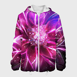 Куртка с капюшоном мужская Неоновый Цветок Neon Flower, цвет: 3D-белый