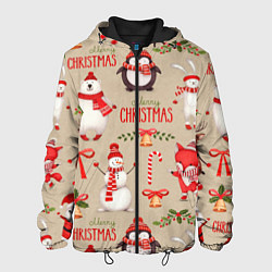 Куртка с капюшоном мужская СЧАСТЛИВОГО РОЖДЕСТВА MERRY CHRISTMAS, цвет: 3D-черный