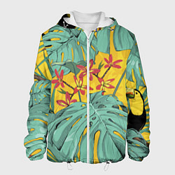Куртка с капюшоном мужская Цветы В Джунглях, цвет: 3D-белый