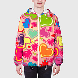 Куртка с капюшоном мужская ЛЮБОВНЫЕ СЕРДЕЧКИ LOVE HEARTS, цвет: 3D-белый — фото 2