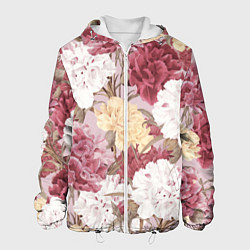 Куртка с капюшоном мужская Цветы Восхитительный Летний Букет Пион, цвет: 3D-белый