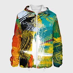 Куртка с капюшоном мужская Абстрактные мазки цветной краской strokes of paint, цвет: 3D-белый