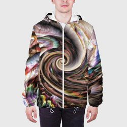 Куртка с капюшоном мужская Картина-абстракция Ураган, цвет: 3D-белый — фото 2