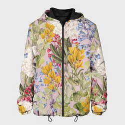 Куртка с капюшоном мужская Цветы Удивительное Лето, цвет: 3D-черный