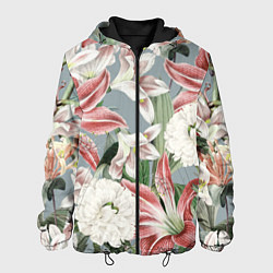 Куртка с капюшоном мужская Цветы Романтические Лилии, цвет: 3D-черный