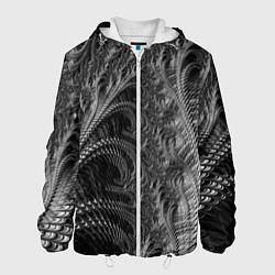 Куртка с капюшоном мужская Абстрактный фрактальный паттерн Abstract Fractal p, цвет: 3D-белый