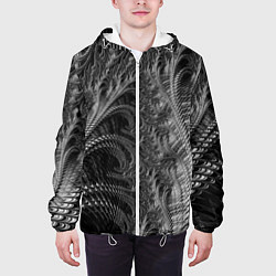 Куртка с капюшоном мужская Абстрактный фрактальный паттерн Abstract Fractal p, цвет: 3D-белый — фото 2