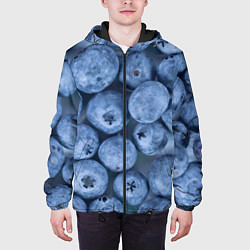 Куртка с капюшоном мужская Голубика - фон, цвет: 3D-черный — фото 2