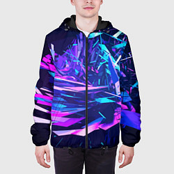 Куртка с капюшоном мужская Абстрактная неоновая композиция Abstract neon comp, цвет: 3D-черный — фото 2