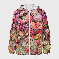 Куртка с капюшоном мужская MILLION MULTICOLORED FLOWERS, цвет: 3D-белый