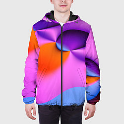 Куртка с капюшоном мужская Абстрактная красочная композиция Лето Abstract col, цвет: 3D-черный — фото 2