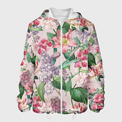 Куртка с капюшоном мужская Цветы Розовые Лилии и Сирень, цвет: 3D-белый