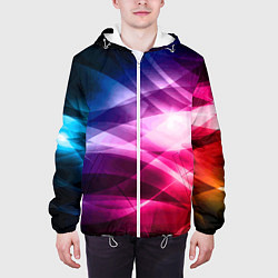 Куртка с капюшоном мужская Красочная абстрактная композиция Colorful abstract, цвет: 3D-белый — фото 2
