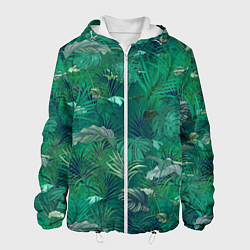 Куртка с капюшоном мужская Летняя Зелёная Листва, цвет: 3D-белый